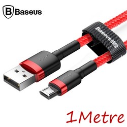Baseus - Baseus Cafule Micro Usb 1metre 2.4a Hızlı Şarj Halat Usb Kablo (Siyah & Kırmızı)