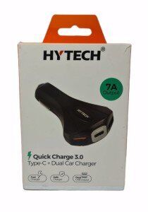  Hytech 7A Hızlı Şarj 2 USB 1 Type-C Siyah Araç Şarj Cihazı 
