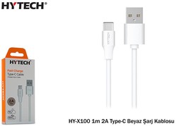 Hytech - Hytech HY-X100 1m 2.0A Type-C Beyaz Şarj Kablosu