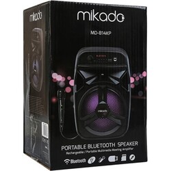 Mikado Karaoke Kablolu Mikrofon AUX Bluetooth LED Işıklı Speaker MD-814KP - Thumbnail